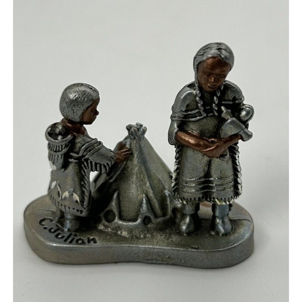 Vintage 1992 Master Work Fine Pewter Native American Tribe C. Julian Mini